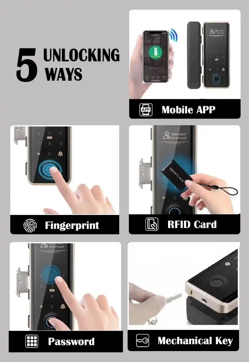 Khoá vân tay cửa kính cường lực TTLOCK