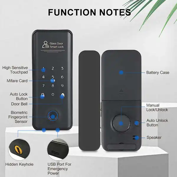 Khoá vân tay cửa kính cường lực TTLOCK