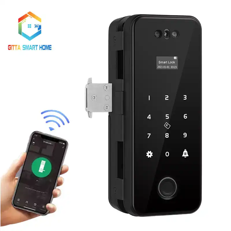 Khoá vân tay cửa kính cường lực Tuya A16 face ID