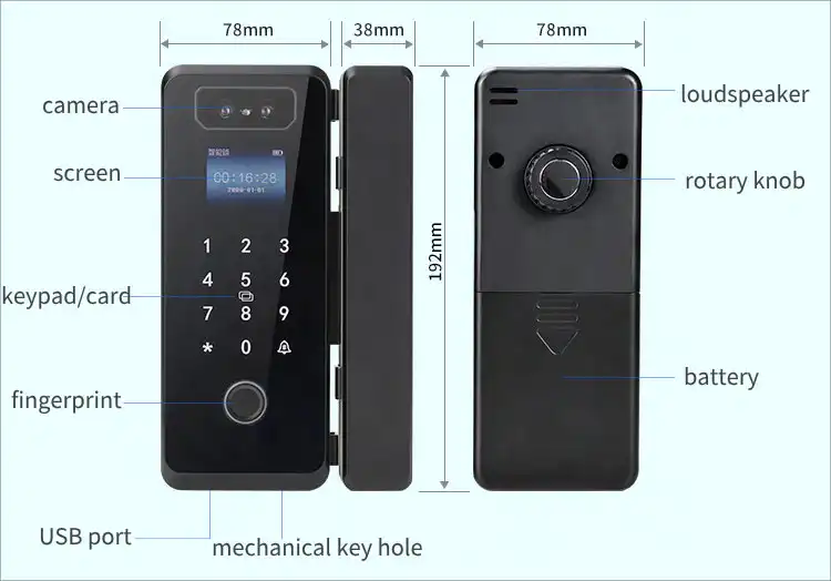 Khoá vân tay cửa kính cường lực Tuya A16