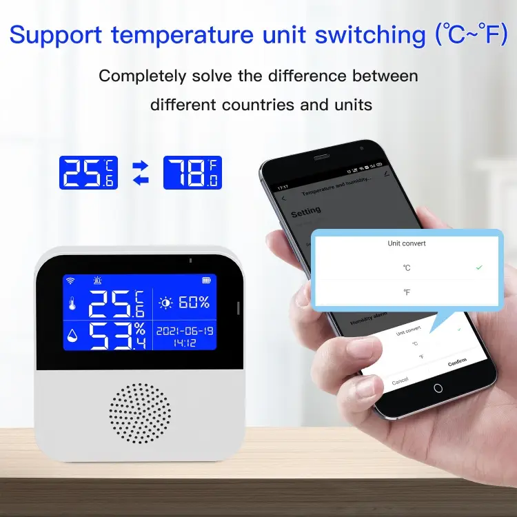 Cảm biến nhiệt độ và độ ẩm WIFI 12 Cảm biến nhiệt độ và độ ẩm WIFI